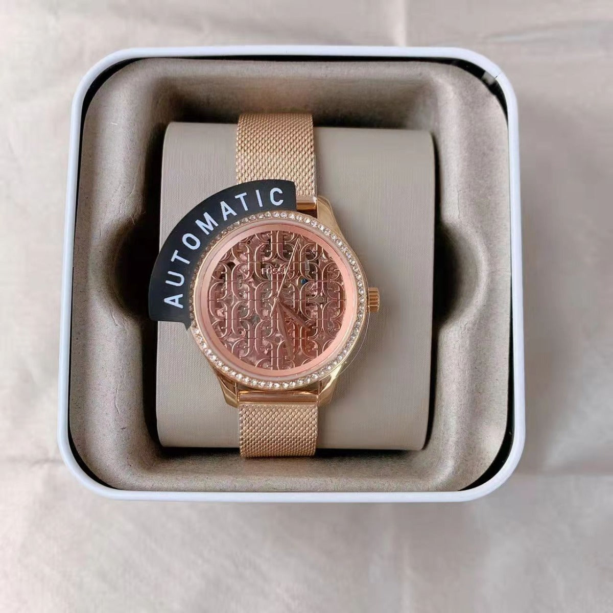 Fossil BQ3713 Rye Automatic Rose Gold-Tone Stainless Steel Mesh Watch Fossil BQ3713 Rye Automatic Rose Gold-Tone Stainless Steel Mesh Watch